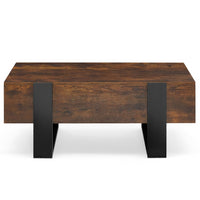 IDMarket - Mesa de centro rectangular PHOENIX con cajones, 100 cm, madera envejecida y negra