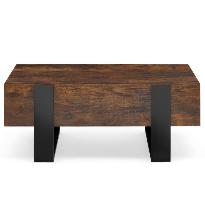 IDMarket - Mesa de centro rectangular PHOENIX con cajones, 100 cm, madera envejecida y negra