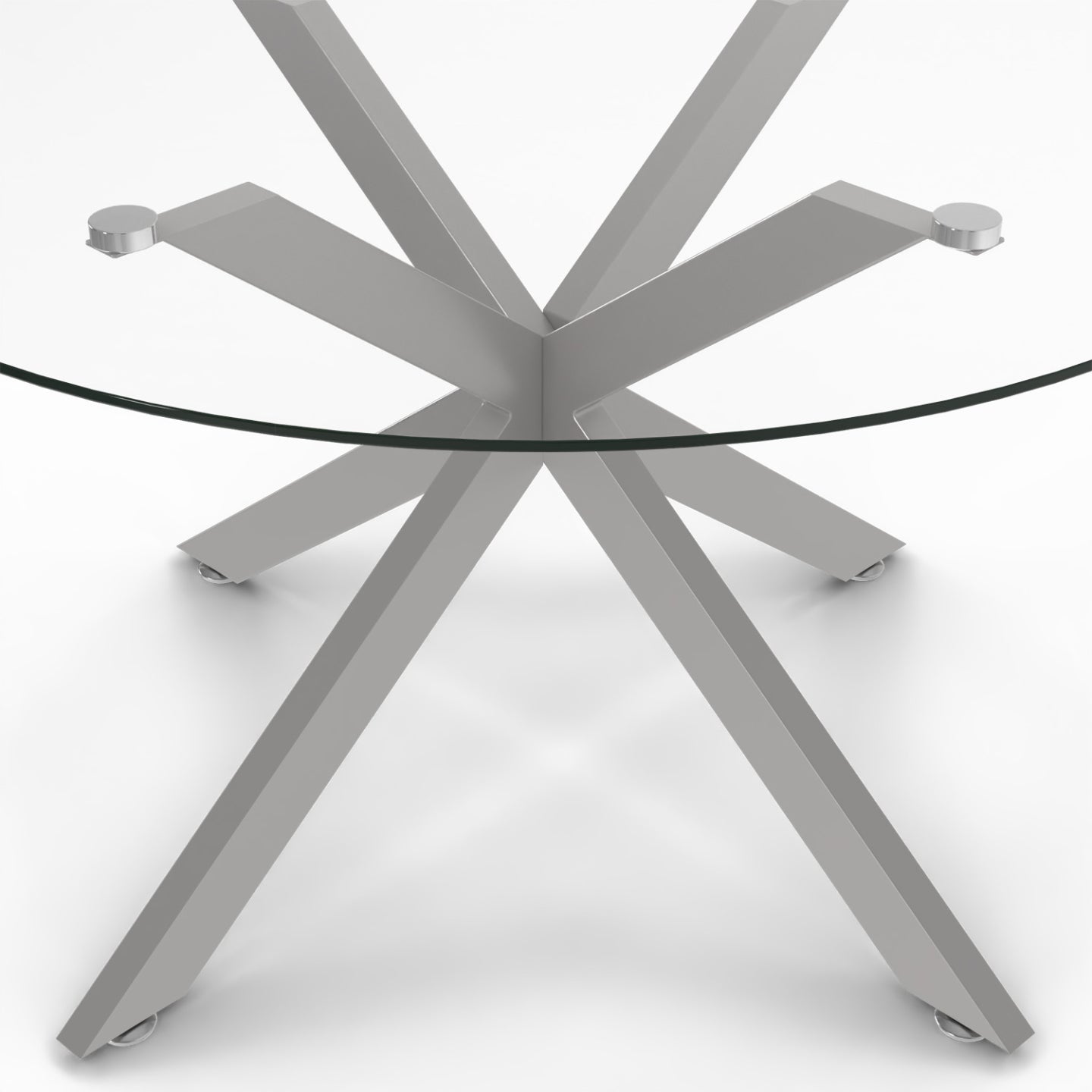 IDMarket - Mesa de centro redonda ALIX con pata de araña, 70 cm, tapa de cristal, pata cromada
