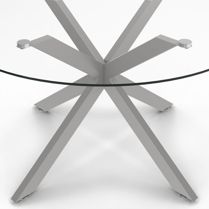 IDMarket - Mesa de centro redonda ALIX con pata de araña, 70 cm, tapa de cristal, pata cromada