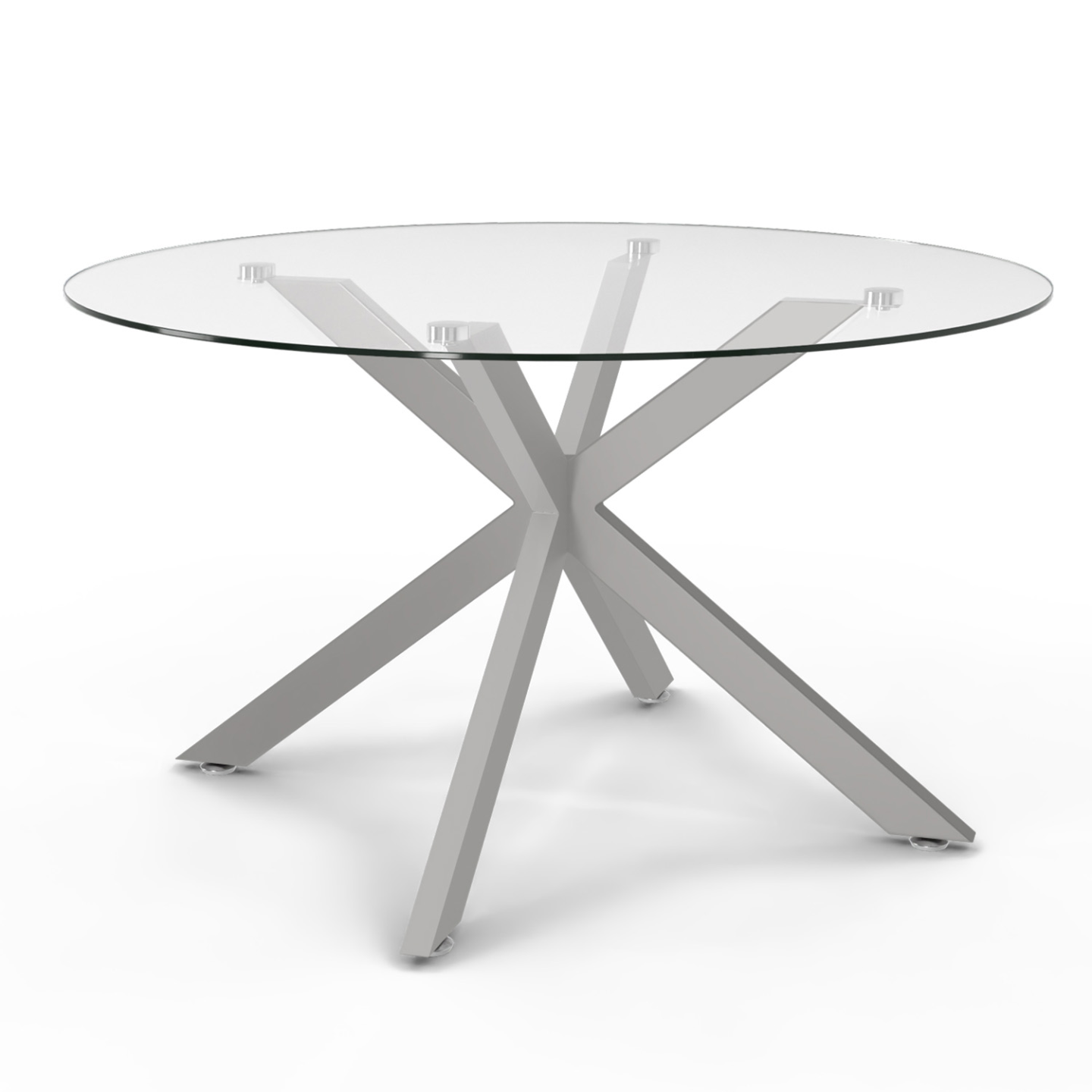 IDMarket - Mesa de centro redonda ALIX con pata de araña, 70 cm, tapa de cristal, pata cromada