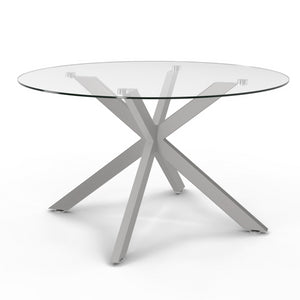 IDMarket - Mesa de centro redonda ALIX con pata de araña, 70 cm, tapa de cristal, pata cromada