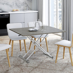 IDMarket - Mesa de centro URBANA con tablero efecto hormigón, plegable en mesa de comedor