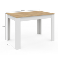 IDMarket - Mesa de comedor ROZY para 4 personas con patas blancas y tablero de madera de 110 cm