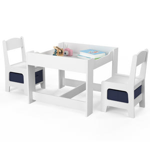 IDMarket - Mesa de dibujo reversible + 2 sillas GABRIEL blancas con compartimentos portaobjetos