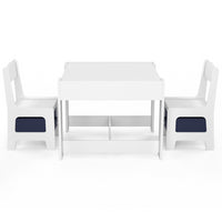 IDMarket - Mesa de dibujo reversible + 2 sillas GABRIEL blancas con compartimentos portaobjetos