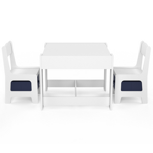 IDMarket - Mesa de dibujo reversible + 2 sillas GABRIEL blancas con compartimentos portaobjetos