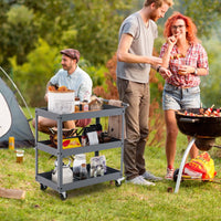 Carrello utilitario a 3 ripiani ad alta capacit¨¤-Carrello in metallo con manico ergonomico Grigio