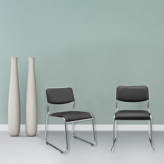 Set di 4 Sedie da Conferenza con Telaio in Metallo Seduta e Schienale Imbottiti - Nero pro.tec