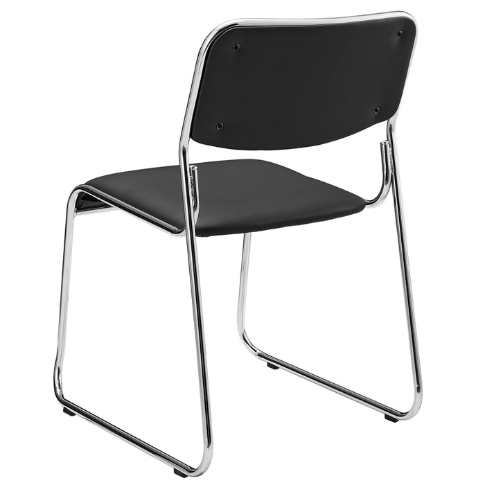 Set di 4 Sedie da Conferenza con Telaio in Metallo Seduta e Schienale Imbottiti - Nero pro.tec