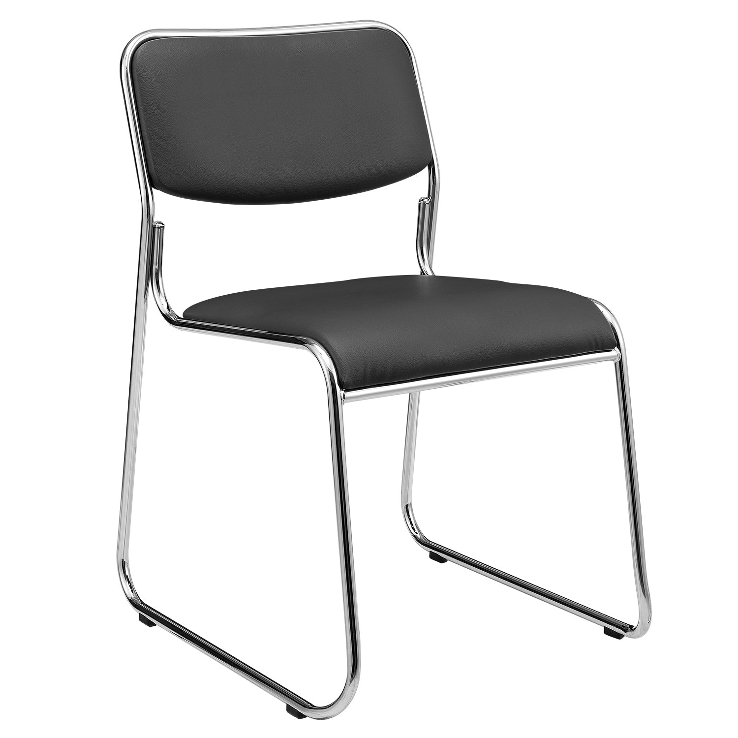 Set di 4 Sedie da Conferenza con Telaio in Metallo Seduta e Schienale Imbottiti - Nero pro.tec