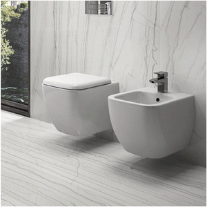 Sanitari sospesi Metropolitan Rak Ceramics: WC, Bidet, Copriwater Bianco