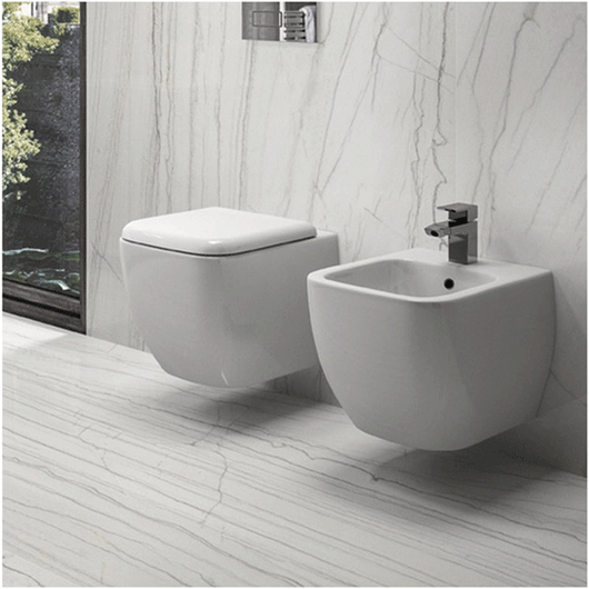 Sanitari sospesi Metropolitan Rak Ceramics: WC, Bidet, Copriwater Bianco
