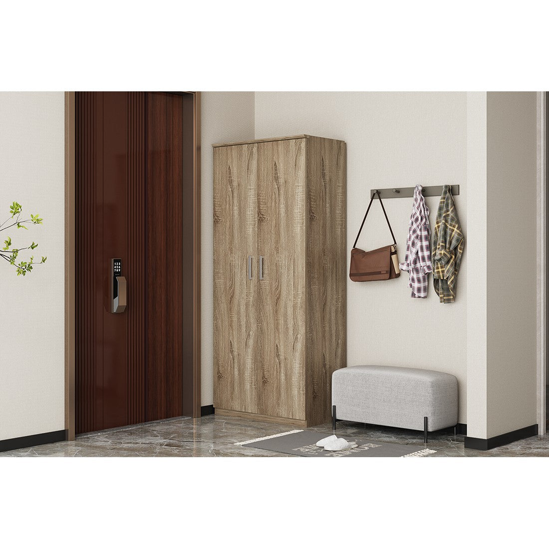 Mobile per scarpe XL collezione TOM, 2 porte colore rovere chiaro