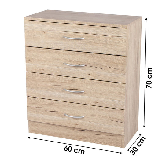 Mobile porta scarpe con 4 cassetti - 60x30x70 cm, colore rovere sonoma - Collezione SONORIA