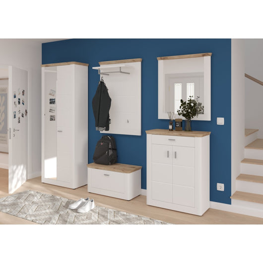 Mobile per scarpe CAMPAGNA bianco opaco con specchio – 2 porte, 6 scaffali