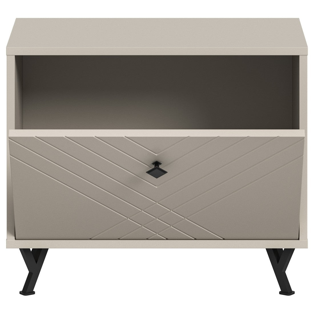 Mobile per scarpe LUNA – Beige opaco – 1 ribalta – 60x50x35 cm