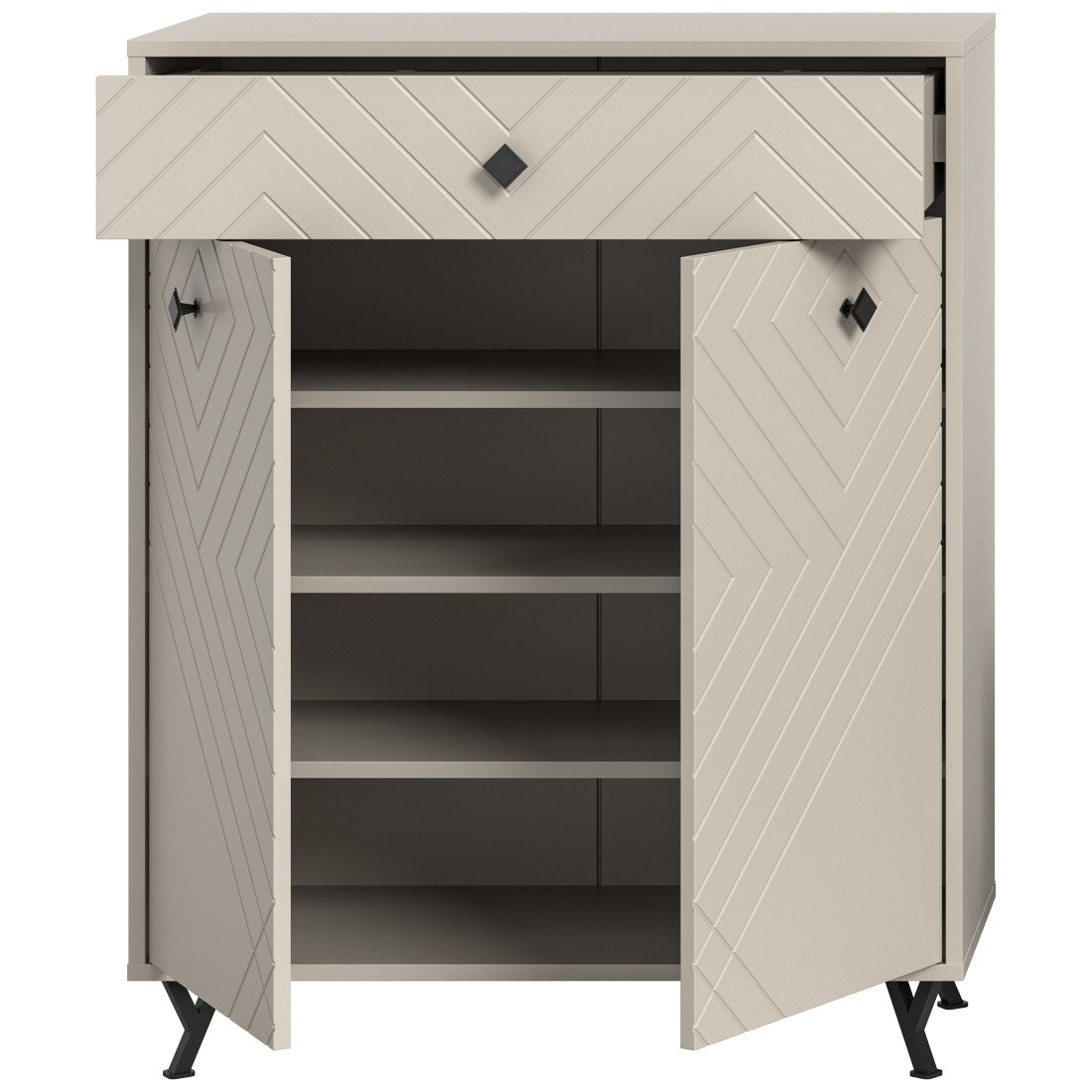 Mobile per scarpe LUNA – Beige opaco – 2 ante a battente – 80x100x35 cm