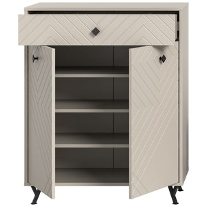 Mobile per scarpe LUNA – Beige opaco – 2 ante a battente – 80x100x35 cm