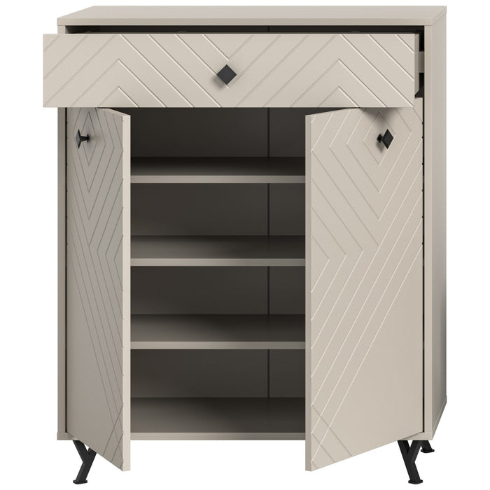 Mobile per scarpe LUNA – Beige opaco – 2 ante a battente – 80x100x35 cm