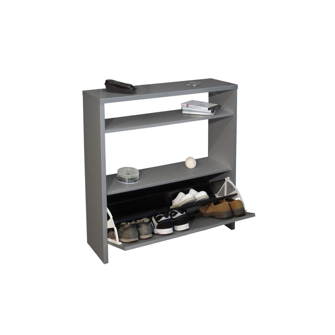 Mobile per scarpe SCOTT colore grigio lucido - 93 x 25 x 91 cm