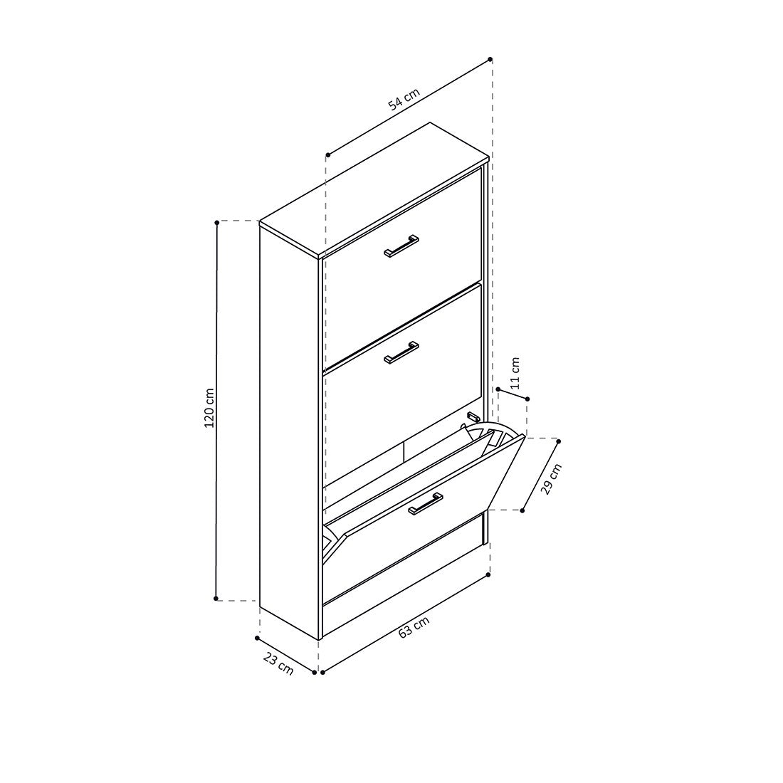 Mobile portascarpe verticale ERA, 3 cassetti colore bianco