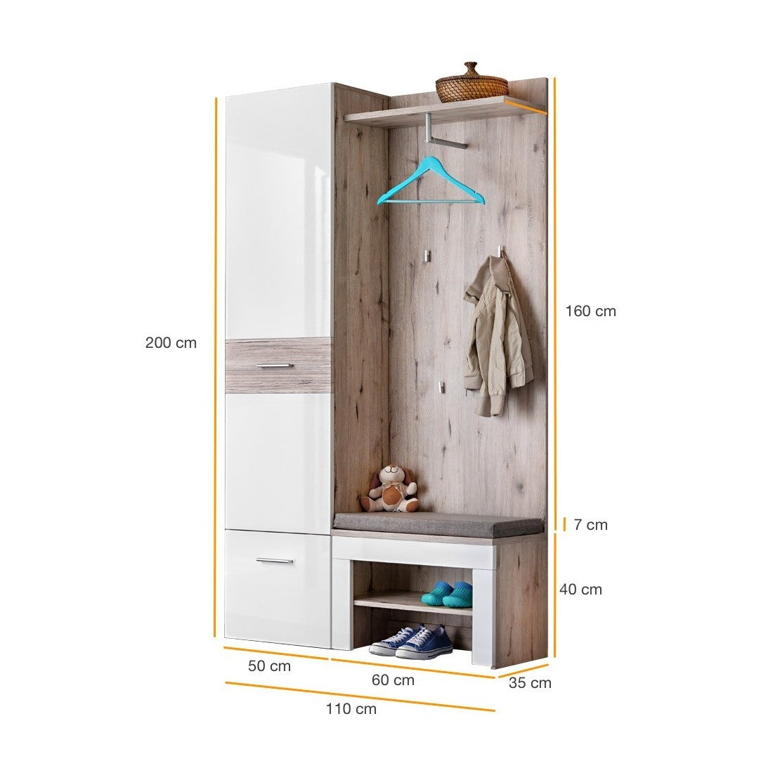 Mobile d'ingresso - ONYX 5 - Colori rovere e bianco