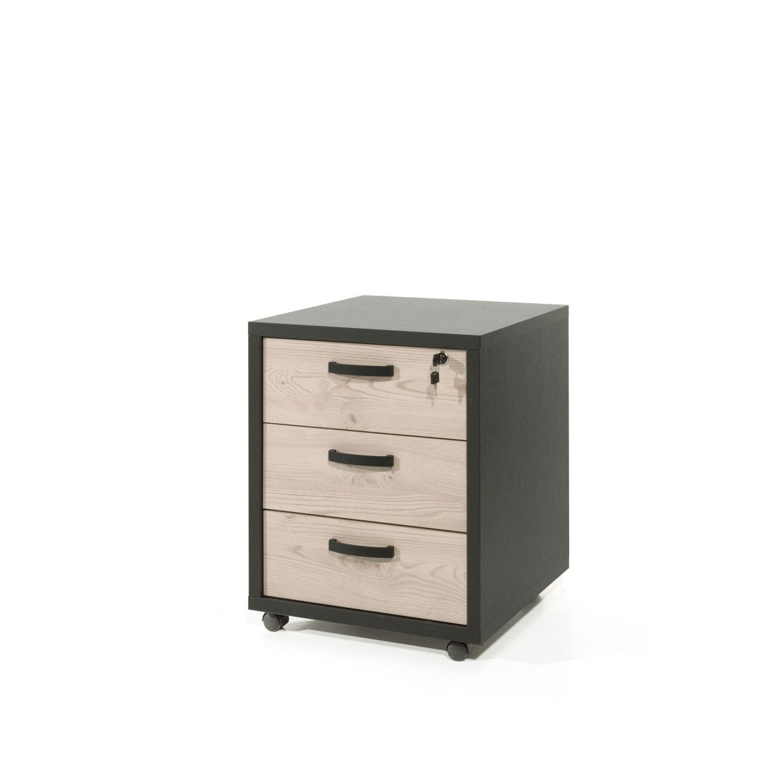 Cassettiera da ufficio 3 cassetti in Rovere e Nero | Collezione DEPÉ | Meublorama
