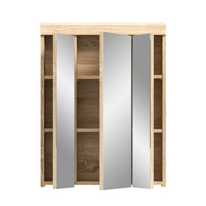 Mobile contenitore con specchio RIDLEY – Bianco e rovere chiaro