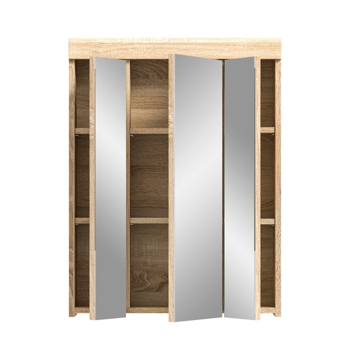 Mobile contenitore con specchio RIDLEY – Bianco e rovere chiaro