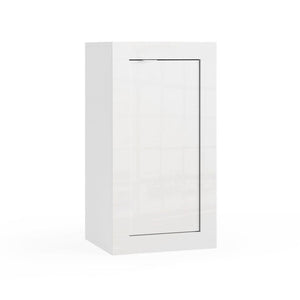 Mobile da rangimento ISORA – 1 porta, 2 scaffali – Bianco lucido laccato – Design moderno