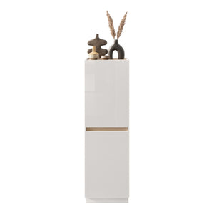 Mobile contenitore FANZY – 2 porte – Bianco lucido & rovere chiaro – Design moderno e funzionale