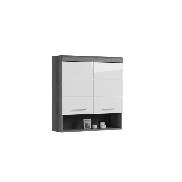 Mobile alto da stoccaggio SCOTT – 2 ante – Grigio scuro e bianco – 74x79x24 cm