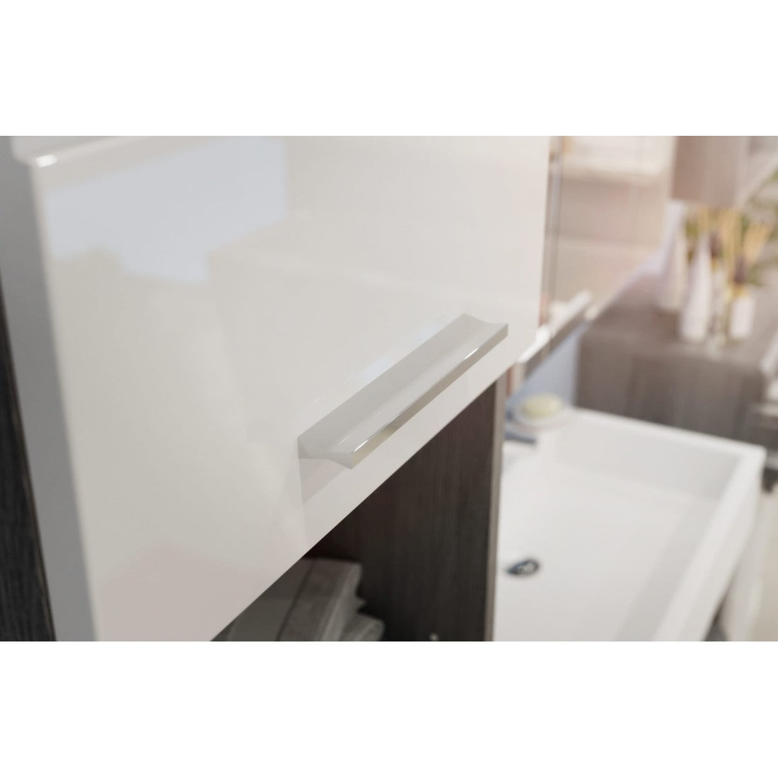 Colonna da bagno SCOTT – 2 porte e 1 cassetto – Grigio scuro e bianco – 37x191x31 cm