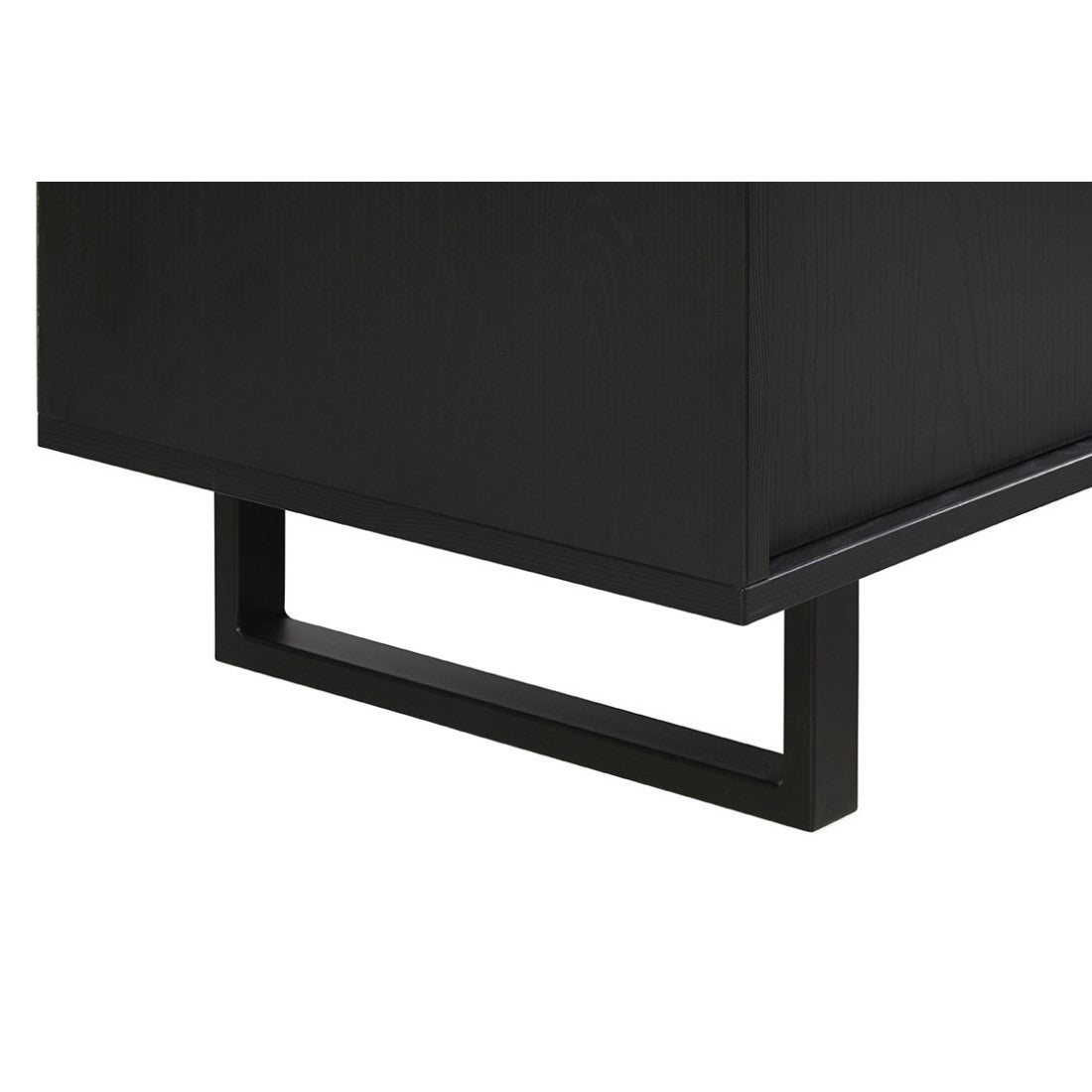 Mobile da rangimento XL con piedi in metallo, colore nero e quercia, collezione LOFT, grande capacità di stoccaggio.