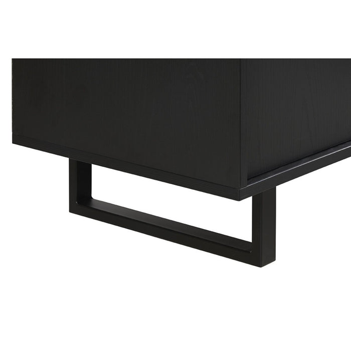 Mobile da rangimento XL con piedi in metallo, colore nero e quercia, collezione LOFT, grande capacità di stoccaggio.