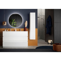 Mobile da bagno con due lavabi e 3 cassetti, collezione VIENNA. Colore bianco lucido.