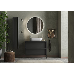 Mobile da bagno con lavandino e 2 cassetti, collezione FRASSI. Colore nero cenere.