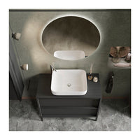 Mobile da bagno con lavandino e 2 cassetti, collezione FRASSI. Colore nero cenere.
