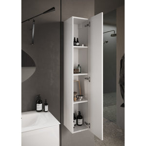 Mobile da bagno sospeso ISORA – 1 porta – Bianco lucido – Design moderno