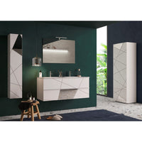 Mobile da bagno sospeso VITARIO – 1 porta – Bianco lucido – Design moderno