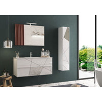 Mobile da bagno sospeso VITARIO – 1 porta – Bianco lucido – Design moderno