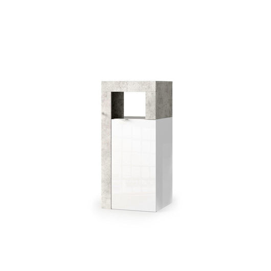 Mobile da bagno BURA – 1 porta – Bianco lucido laccato & grigio cemento – Design moderno