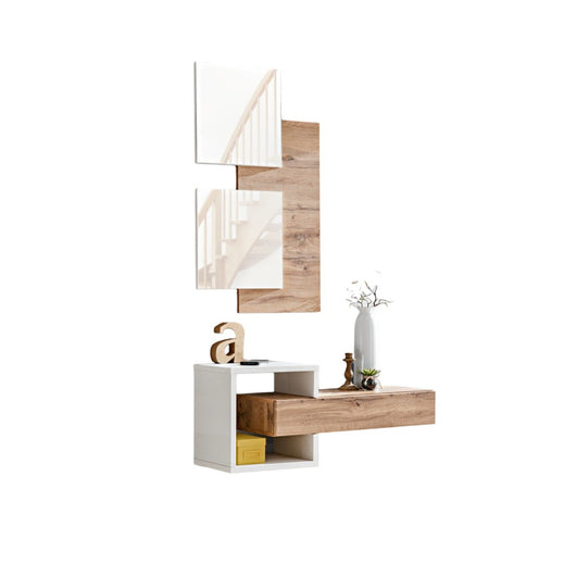 Mobile da ingresso TORTH 2 - Set completo - Colori rovere e bianco - Design moderno e pratico