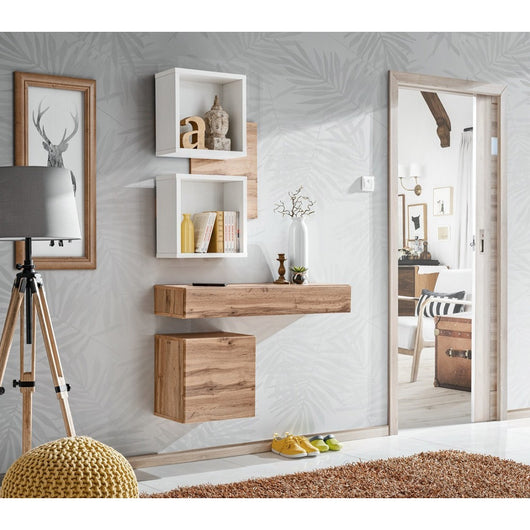 Mobile da ingresso TORTH 3 - Set completo - Colori rovere e bianco - Design moderno e funzionale
