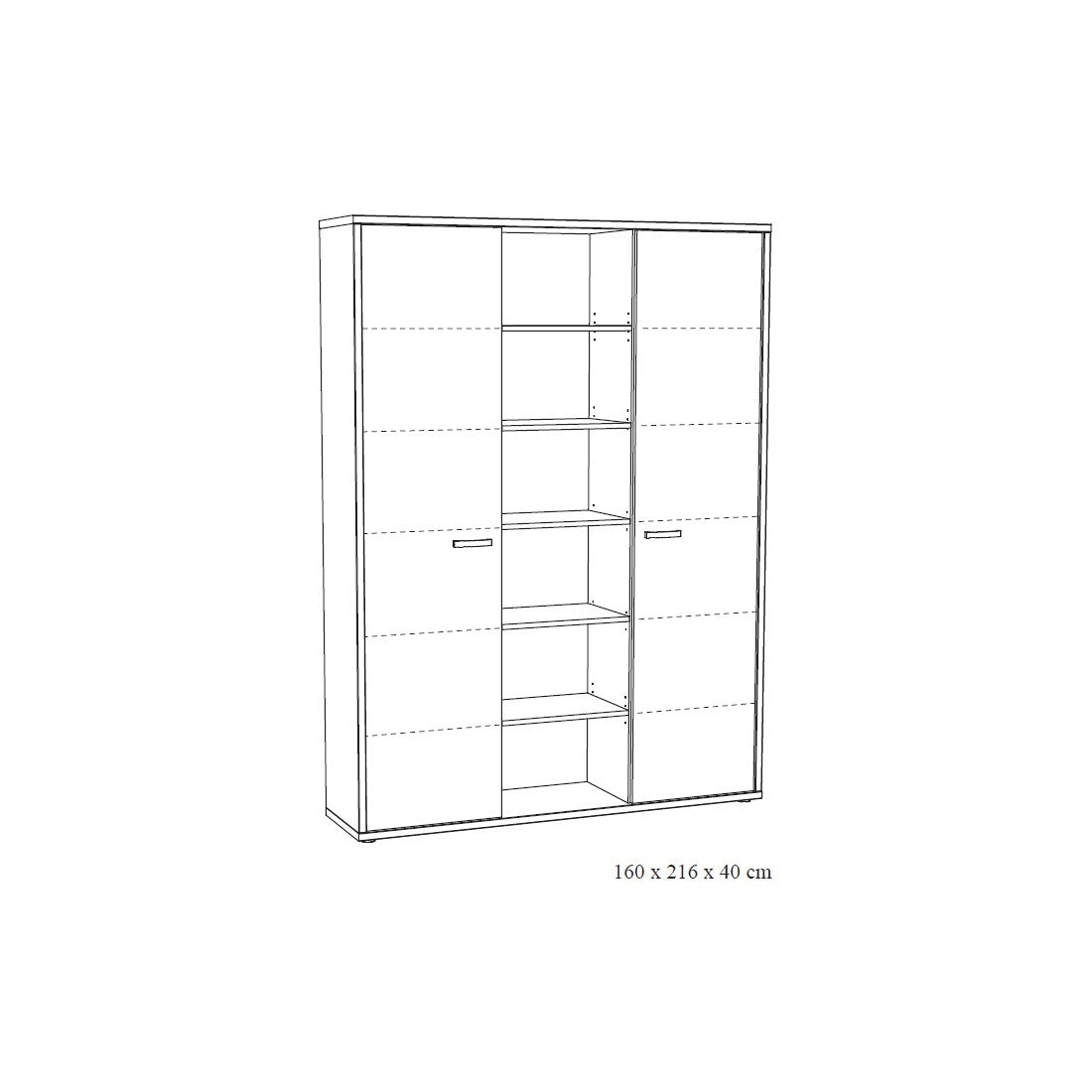 Mobile alto da ufficio con 2 porte e scaffali colore rovere chiaro e nero