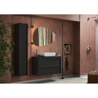Mobile bagno sospeso FRASSI - Lavabo integrato - 2 cassetti - Nero cenere - Design moderno