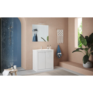 Mobile bagno VIENNA - 1 lavabo - 2 porte - 82 cm - Bianco lucido - Design moderno