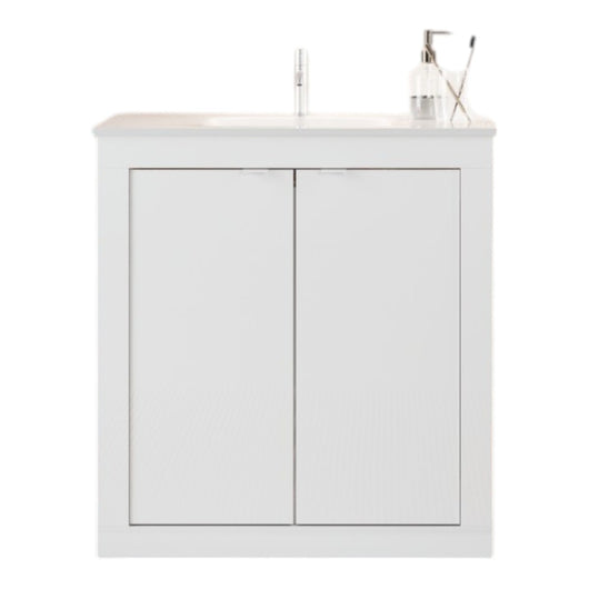 Mobile bagno VIENNA - 1 lavabo - 2 porte - 82 cm - Bianco lucido - Design moderno