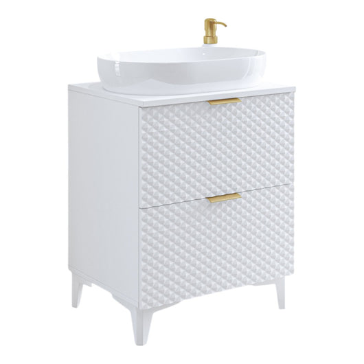 Mobile sottolavabo da bagno 60cm con 2 cassetti collezione CHIC color bianco e dorato